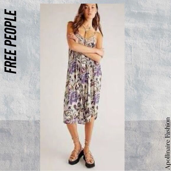 FREE PEOPLE FLORAL GARDEN MIDI DRESS IN IVORY COMBO IN SP NWOT - Picture 1 of 5